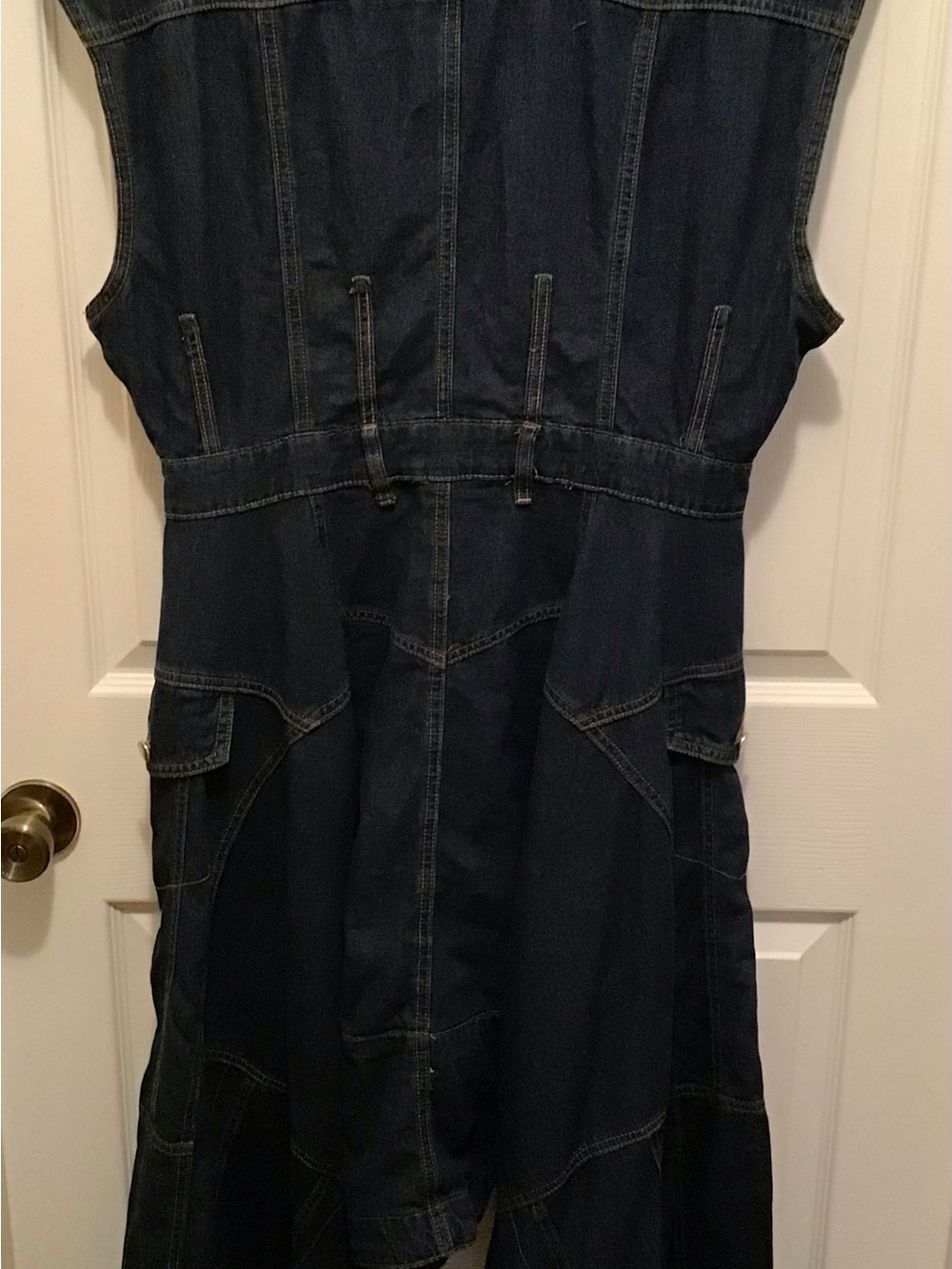 Fashion Nova Dark Blue Sleeveless Denim High-Low Button Dress - Picture 4 of 4